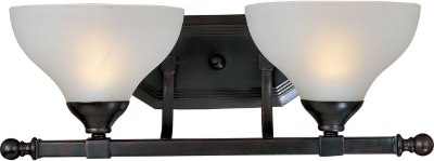 Mostrar detalles para 100W Contour 2-Light Bath Vanity OI Frosted Glass MB Incandescent  Imagen de 100W Contour 2-Light Bath Vanity OI Frosted Glass MB Incandescent