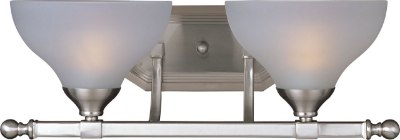 Mostrar detalles para 100W Contour 2-Light Bath Vanity SN Frosted Glass MB Incandescent  Imagen de 100W Contour 2-Light Bath Vanity SN Frosted Glass MB Incandescent
