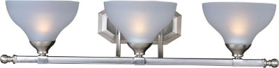 Mostrar detalles para 100W Contour 3-Light Bath Vanity SN Frosted Glass MB Incandescent  Imagen de 100W Contour 3-Light Bath Vanity SN Frosted Glass MB Incandescent