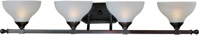 Mostrar detalles para 100W Contour 4-Light Bath Vanity OI Frosted Glass MB Incandescent  Imagen de 100W Contour 4-Light Bath Vanity OI Frosted Glass MB Incandescent