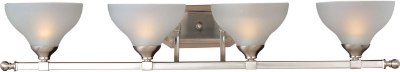 Mostrar detalles para 100W Contour 4-Light Bath Vanity SN Frosted Glass MB Incandescent  Imagen de 100W Contour 4-Light Bath Vanity SN Frosted Glass MB Incandescent