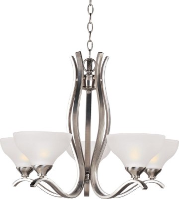 Mostrar detalles para 100W Contour 5-Light Chandelier SN Frosted Glass MB Incandescent 36" Chain Imagen de 100W Contour 5-Light Chandelier SN Frosted Glass MB Incandescent 36" Chain