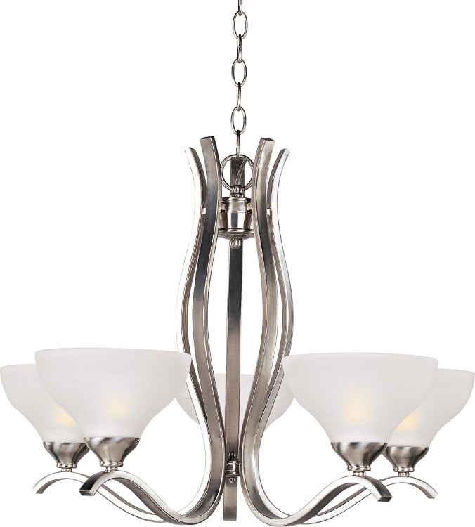 Picture of 100W Contour 5-Light Chandelier SN Frosted Glass MB Incandescent 36" Chain