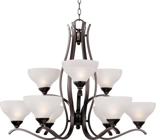 Foto para 100W Contour 9-Light Chandelier OI Frosted Glass MB Incandescent 72" Chain