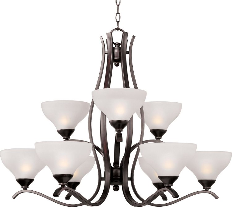 Picture of 100W Contour 9-Light Chandelier OI Frosted Glass MB Incandescent 72" Chain