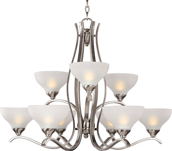 Picture of 100W Contour 9-Light Chandelier SN Frosted Glass MB Incandescent 72" Chain