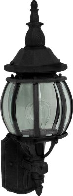 Mostrar detalles para 100W Crown Hill 1-Light Outdoor Wall Lantern BK Clear Glass MB Incandescent 6.5"x19" 6-Min Imagen de 100W Crown Hill 1-Light Outdoor Wall Lantern BK Clear Glass MB Incandescent 6.5"x19" 6-Min