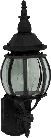 Picture of 100W Crown Hill 1-Light Outdoor Wall Lantern BK Clear Glass MB Incandescent 6.5"x19" 6-Min