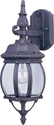 Mostrar detalles para 100W Crown Hill 1-Light Outdoor Wall Lantern RP Clear Glass MB Incandescent 6.5"x15.5" 6-Min Imagen de 100W Crown Hill 1-Light Outdoor Wall Lantern RP Clear Glass MB Incandescent 6.5"x15.5" 6-Min