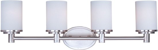 Picture of 100W Cylinder 4-Light Bath Vanity SN Satin White Glass MB Incandescent 