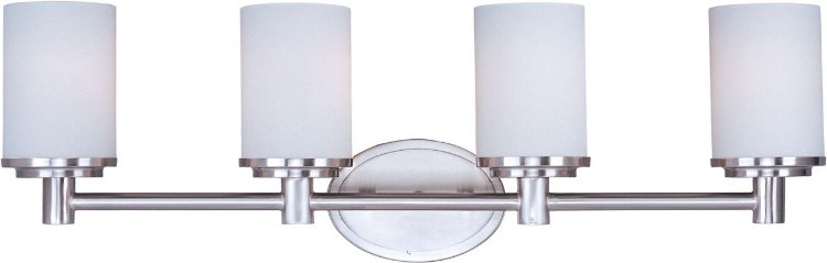 Foto para 100W Cylinder 4-Light Bath Vanity SN Satin White Glass MB Incandescent 