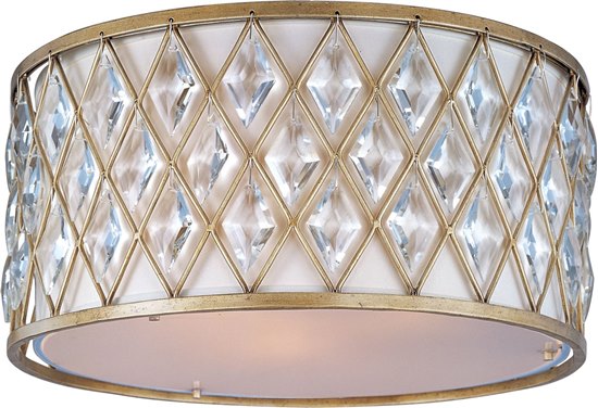 Picture of 100W Diamond 3-Light Flush Mount GS Fabric MB Incandescent 