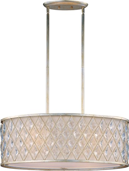 Foto para 100W Diamond 4-Light Pendant GS Fabric MB Incandescent (OA HT 56")