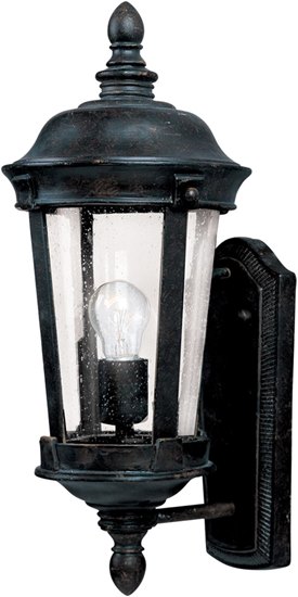 Foto para 100W Dover Cast 1-Light Outdoor Wall Lantern BZ Seedy Glass MB Incandescent 8"x17" 