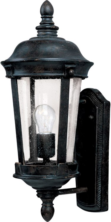 Picture of 100W Dover Cast 1-Light Outdoor Wall Lantern BZ Seedy Glass MB Incandescent 8"x17" 