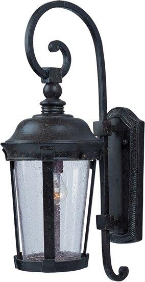 Foto para 100W Dover Cast 1-Light Outdoor Wall Lantern BZ Seedy Glass MB Incandescent 8"x19.5" 