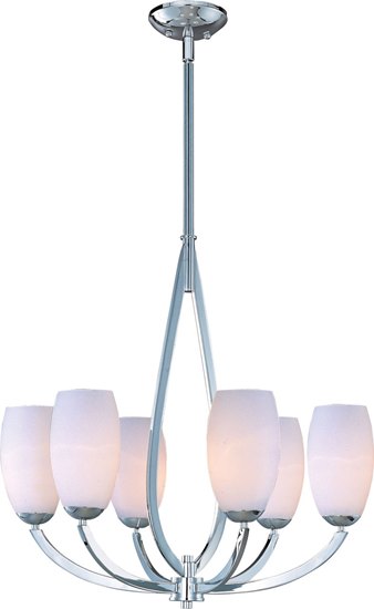 Picture of 100W Elan 6-Light Chandelier PC Satin White Glass MB Incandescent (OA HT 71.5")