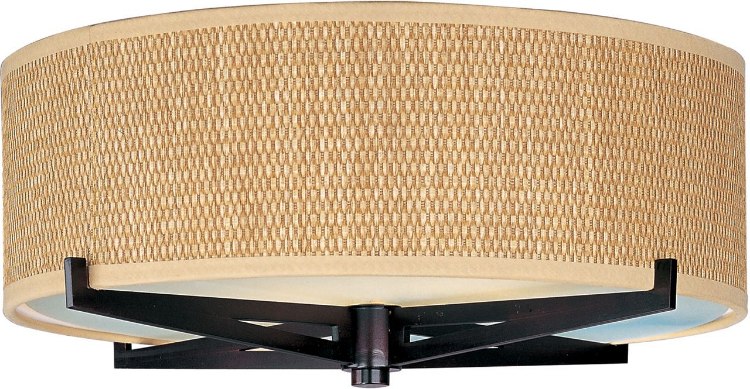 Picture of 100W Elements 2-Light Flush Mount OI Natural Fiber MB Incandescent 16"x5.25" 