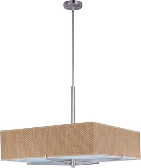 Foto para 100W Elements 3-Light Pendant SN Natural Fiber MB Incandescent 26"x26"x7" (OA HT 25"-70")