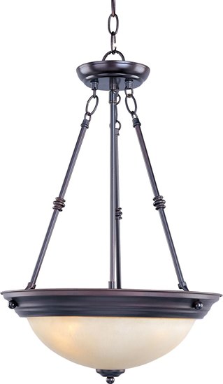 Foto para 100W Essentials - 584x-Invert Bowl Pendant OI 3-lights Wilshire Glass MB Incandescent 15"x24" 36" Chain