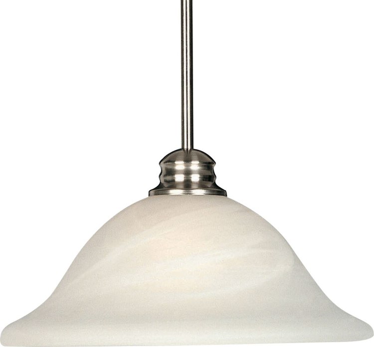 Picture of 100W Essentials - 9106x-Single Pendant SN Marble Glass MB Incandescent (OA HT 56")