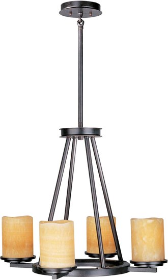 Picture of 100W Luminous 4-Light Chandelier RE Stone Candle Glass MB Incandescent (OA HT 37")