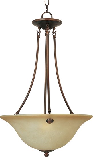 Picture of 100W Malaga 3-Light Invert Bowl Pendant OI Wilshire Glass MB Incandescent 36" Chain