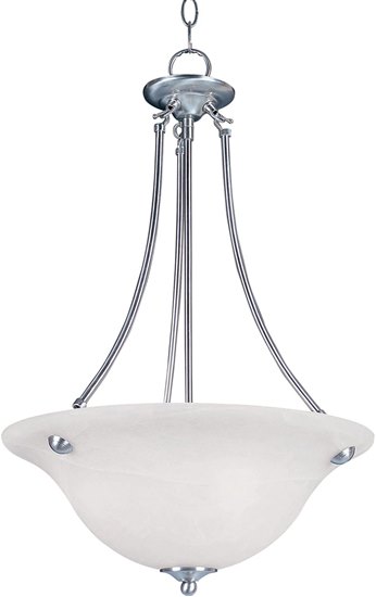 Picture of 100W Malaga 3-Light Invert Bowl Pendant SN Marble Glass MB Incandescent 36" Chain