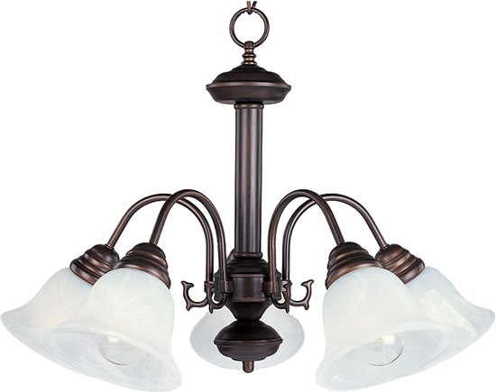Picture of 100W Malaga 5-Light Chandelier OI Marble Glass MB Incandescent 24"x17" 36" Chain
