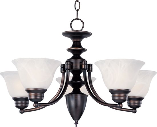 Picture of 100W Malaga 5-Light Chandelier OI Marble Glass MB Incandescent 25"x16" 36" Chain