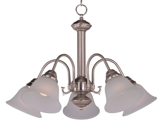 Picture of 100W Malaga 5-Light Chandelier SN Frosted Glass MB Incandescent 24"x17" 36" Chain