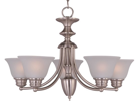 Picture of 100W Malaga 5-Light Chandelier SN Frosted Glass MB Incandescent 25"x16" 36" Chain