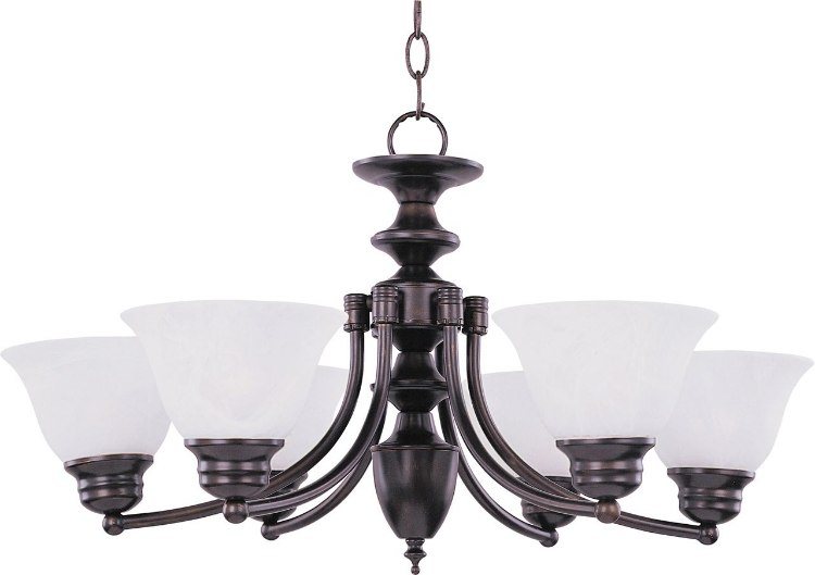 Picture of 100W Malaga 6-Light Chandelier OI Marble Glass MB Incandescent 36" Chain