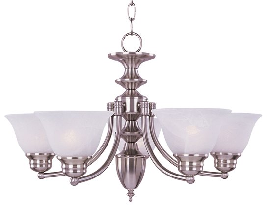 Picture of 100W Malaga 6-Light Chandelier SN Frosted Glass MB Incandescent 36" Chain