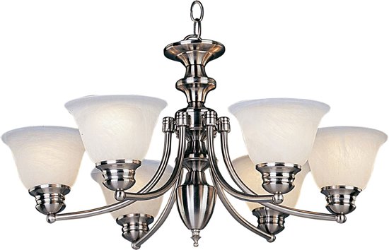 Picture of 100W Malaga 6-Light Chandelier SN Marble Glass MB Incandescent 36" Chain