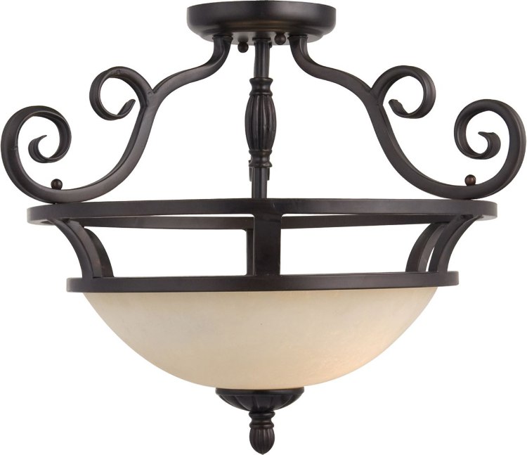 Picture of 100W Manor 2-Light Semi-Flush Mount OI Frosted Ivory Glass MB Incandescent 
