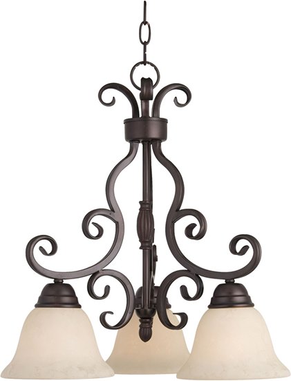 Picture of 100W Manor 3-Light Chandelier OI Frosted Ivory Glass MB Incandescent 19"x20.5" 36" Chain