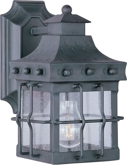Picture of 100W Nantucket 1-Light Outdoor Wall Lantern CF Seedy Glass MB Incandescent 