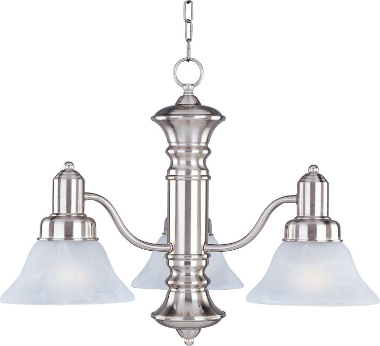 Picture of 100W Newburg 3-Light Chandelier SN Marble Glass MB Incandescent 36" Chain