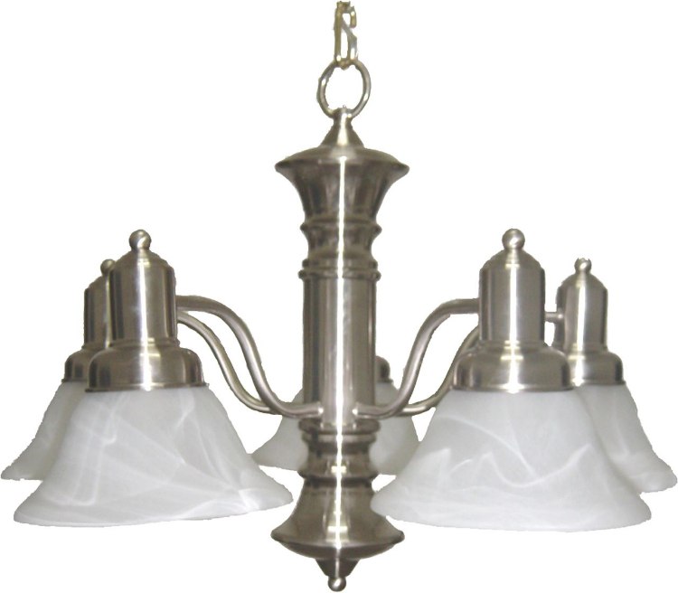 Picture of 100W Newburg 5-Light Chandelier SN Marble Glass MB Incandescent 36" Chain