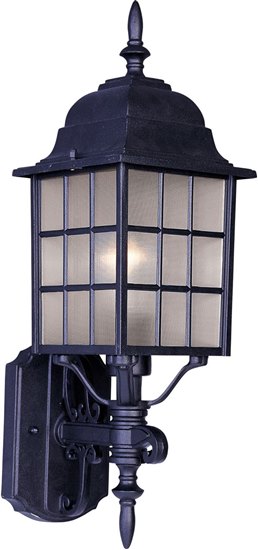 Picture of 100W North Church 1-Light Outdoor Wall Lantern BK Clear Glass MB Incandescent 6"x19" 6-Min