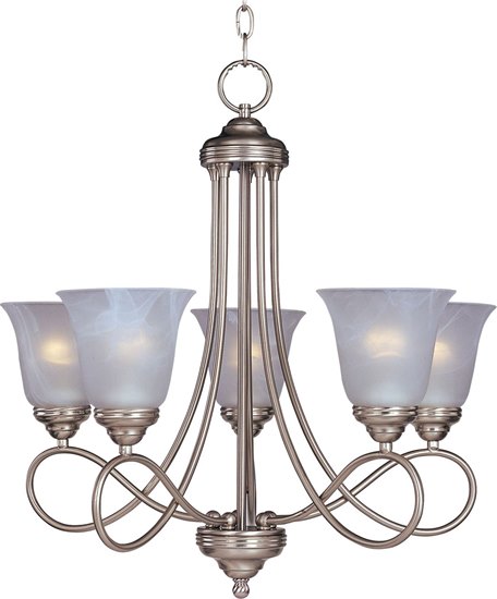 Foto para 100W Nova 5-Light Chandelier SN Marble Glass MB Incandescent 25"x26" 36" Chain