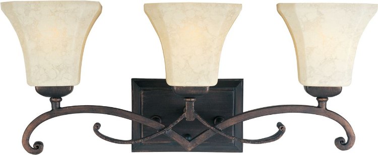 Picture of 100W Oak Harbor 3-Light Bath Vanity RB Frost Lichen Glass MB Incandescent 