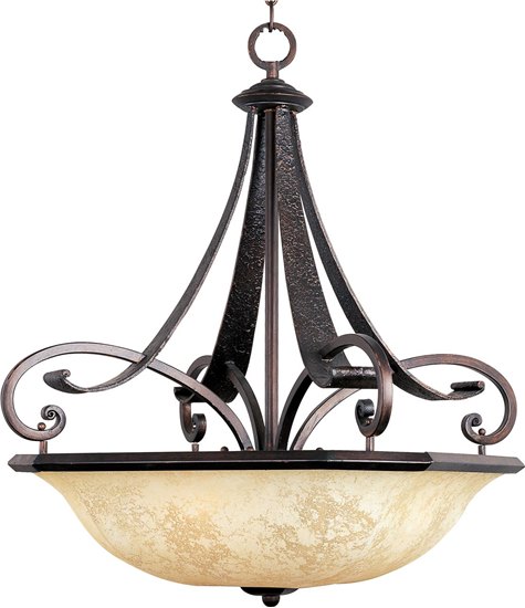 Picture of 100W Oak Harbor 4-Light Pendant RB Frost Lichen Glass MB Incandescent 36" Chain