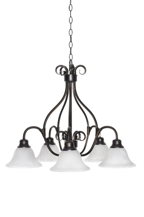 Picture of 100W Pacific 5-Light Chandelier KB Marble Glass MB Incandescent 26"x21.5" 36" Chain