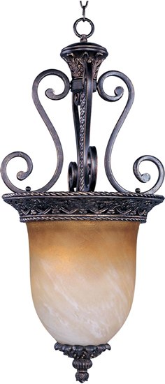 Picture of 100W Portofino 2-Light Invert Bowl Pendant OI Vintage Amber Glass MB Incandescent 36" Chain