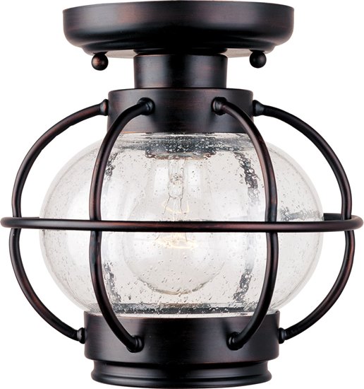 Picture of 100W Portsmouth 1-Light Outdoor Ceiling Mount OI Seedy Glass MB Incandescent 
