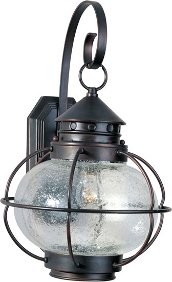 Foto para 100W Portsmouth 1-Light Outdoor Wall Lantern OI Seedy Glass MB Incandescent 12"x19" 