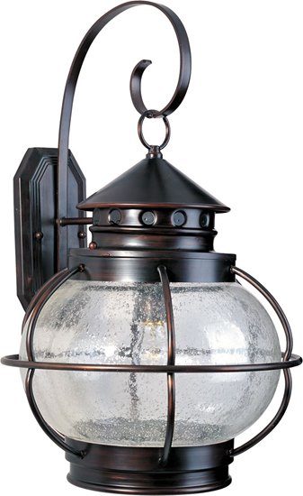 Foto para 100W Portsmouth 1-Light Outdoor Wall Lantern OI Seedy Glass MB Incandescent 14"x22.5" 
