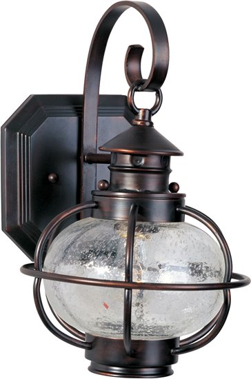Foto para 100W Portsmouth 1-Light Outdoor Wall Lantern OI Seedy Glass MB Incandescent 8"x13" 